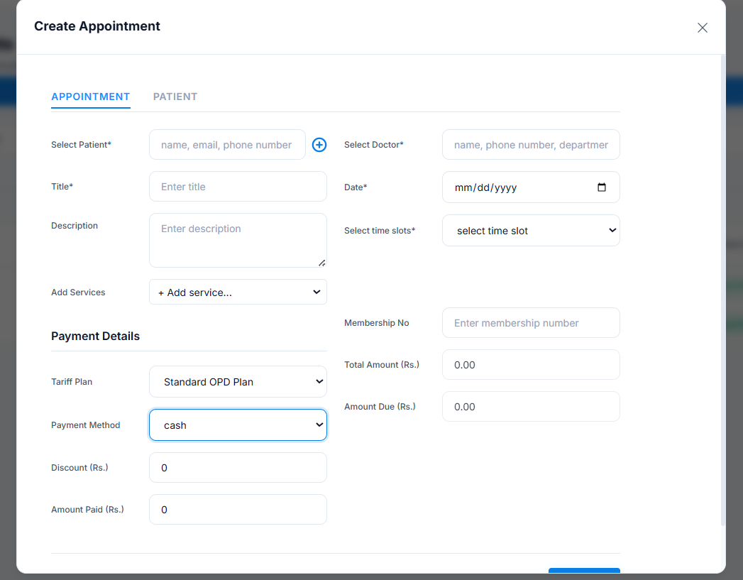 Nixo HMS 360 appointment screenshot
